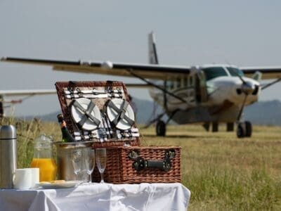 Dinner Table With Plane in Background | Sandy Tracks